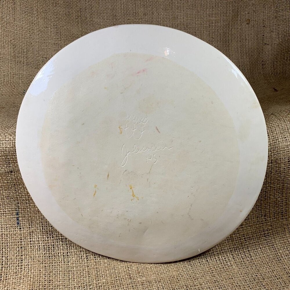 Studio Pottery Cat Plate 9" Whimsical Plate Nova Scotia Canada Signed Jolicoeur - Picture 4 of 5